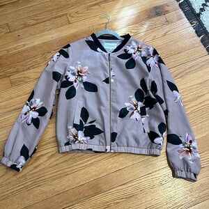 EUC Olive + Oak Floral Bomber